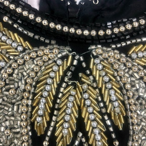 Laurence Kazar Beaded Blouse Top Metallic Medium - Picture 3 of 8